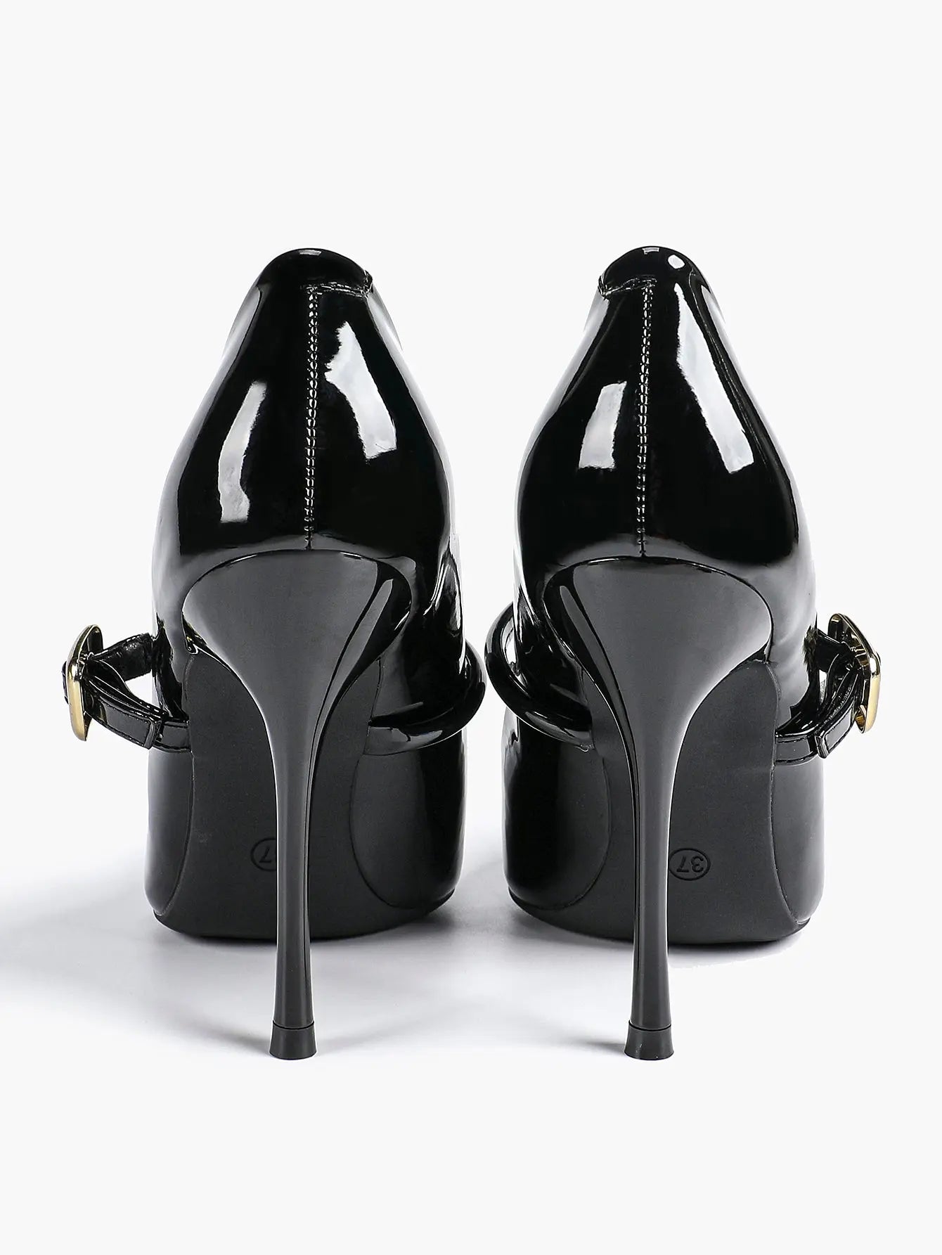 Women's Leather Stiletto Heels 4.13 Inch Pointed Toe Strap Pumps Shoes with Buckle for Casual Office YISHIFAN
