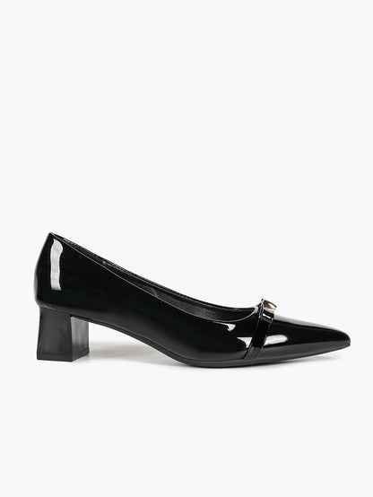 Burgundy Patent Cross-Strap Slingback Heels with Pointed Toe and Low Heel