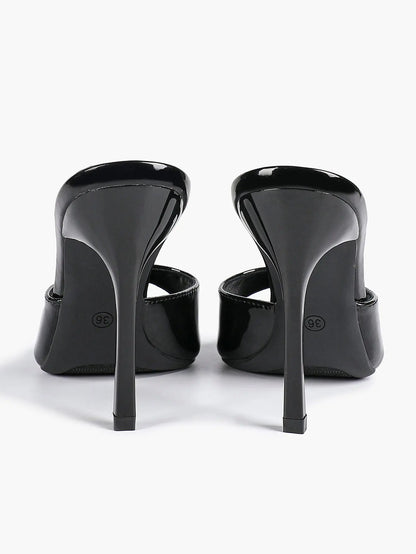 Women's Kitten Heels for Square Toe Open Toe Backless Mule Heels Stiletto Sandals 4.13 Inch YISHIFAN