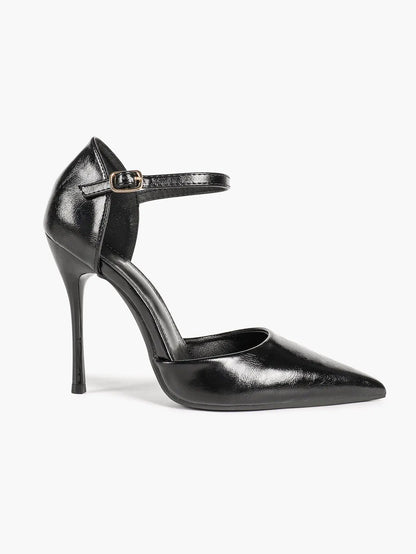 Women's Pointed Toe D'Orsay Pumps Ankle Strap Stiletto High Heels with Buckle YISHIFAN