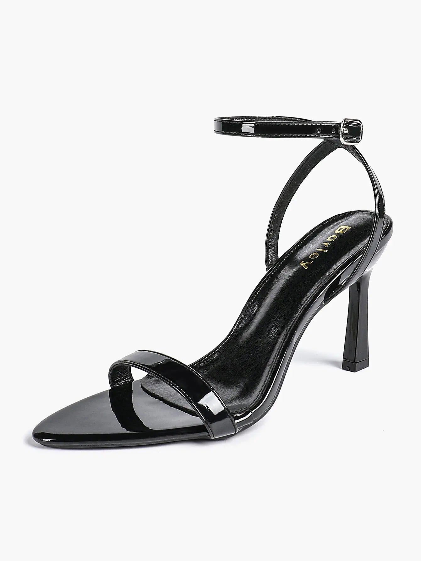 Women Leather High-Heel Sandals Pointed Toe Open Back Stiletto Heels Office Dress Shoes YISHIFAN
