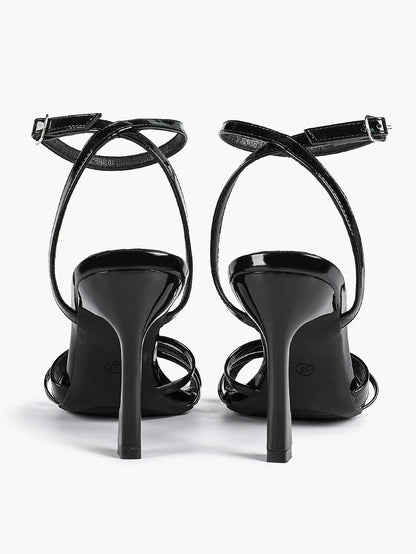 Brown Leather High-Heel Sandals  Cross Strap Stiletto Heels Wedding Party Dress Shoes YISHIFAN