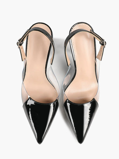 Women's Closed Pointed Toe Transparents Edge Stiletto Heel for Party Formal Dress Shoes YISHIFAN