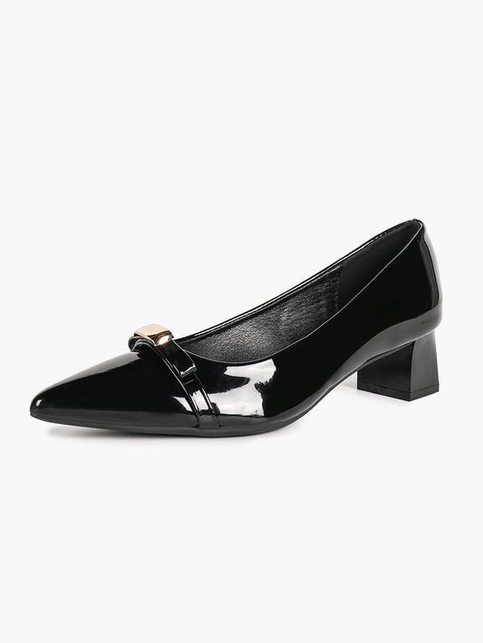 Burgundy Patent Cross-Strap Slingback Heels with Pointed Toe and Low Heel