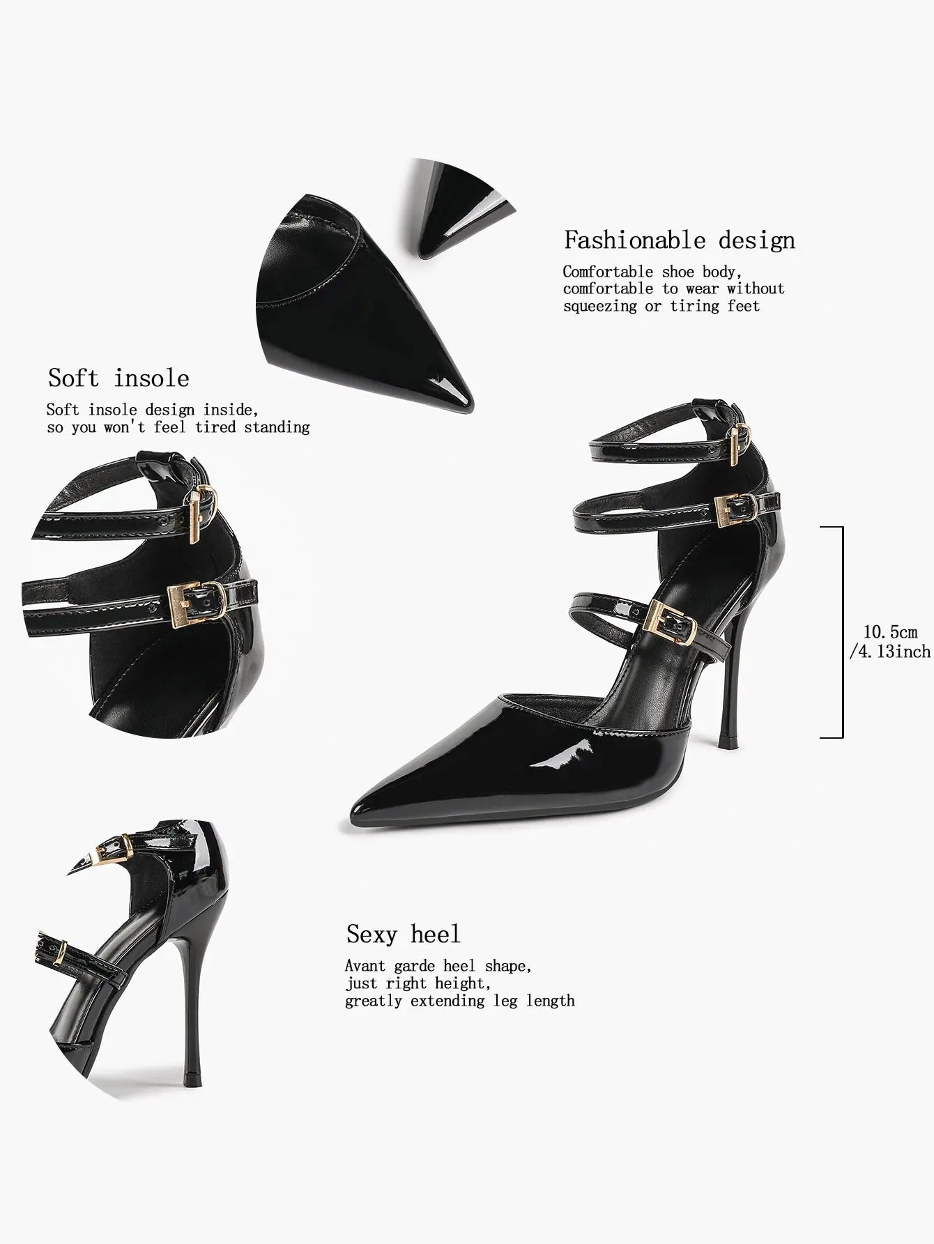 Cream Triple Ankle Strap Stiletto Pumps – Women’s Pointed Toe Cage Heel High Heels YISHIFAN