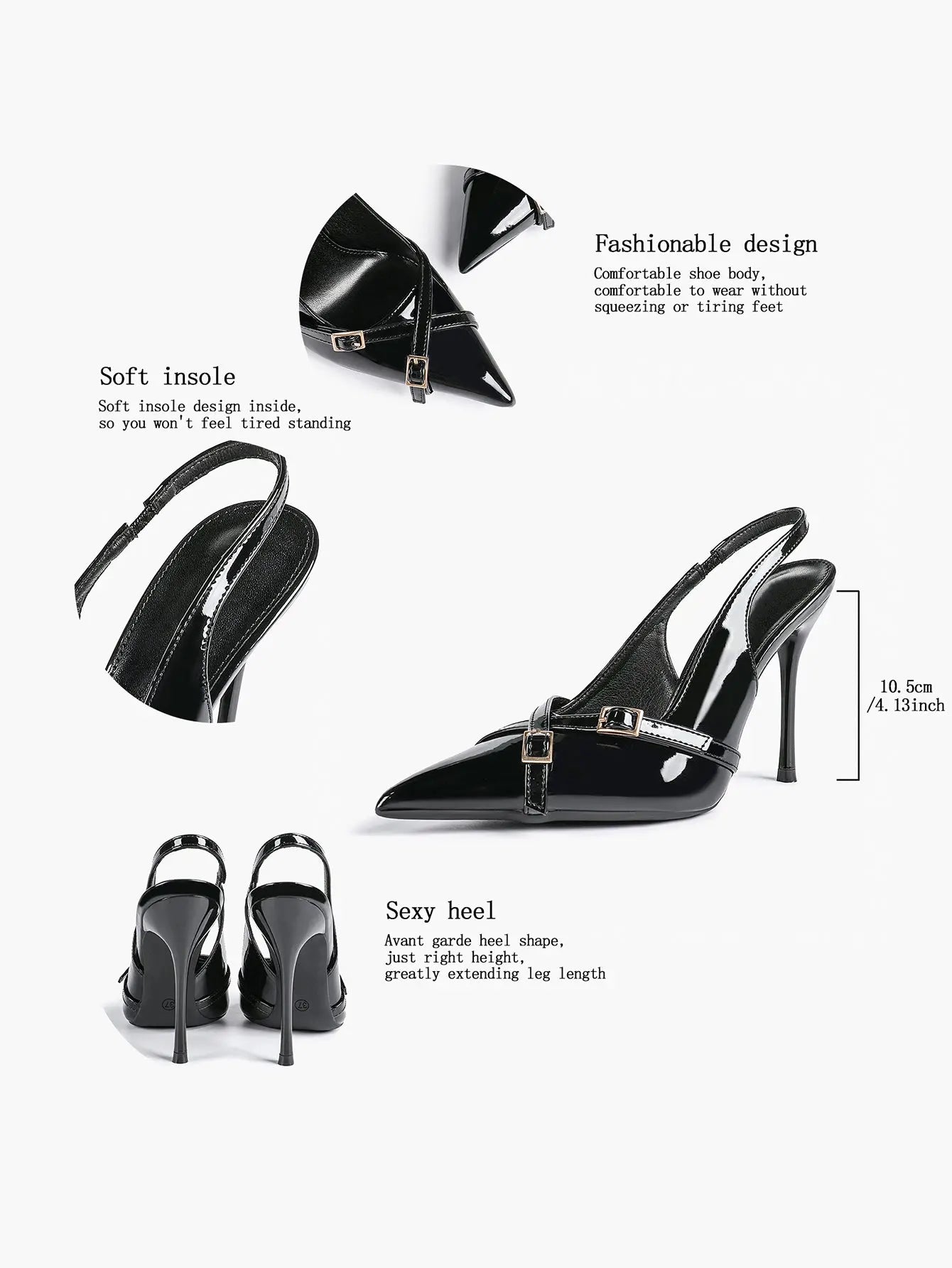 Women's Wine Red Patent Leather High-Heel Pointed Toe Ankle Strap Stiletto Heels Wedding Party Dress Shoes YISHIFAN