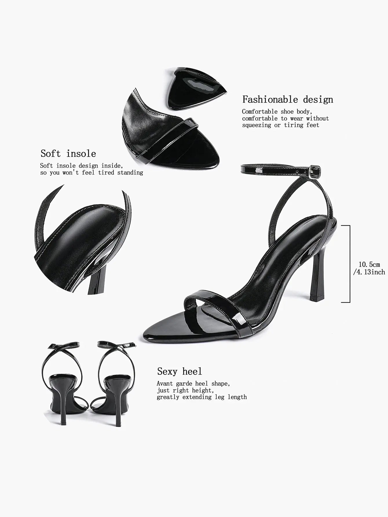 Women Leather High-Heel Sandals Pointed Toe Open Back Stiletto Heels Office Dress Shoes YISHIFAN