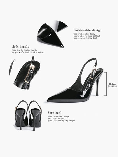 Women's Green Stone High-Heel Sandals Pointed Toe Slingback Stiletto Heels Wedding Party Evening Dress Shoes YISHIFAN