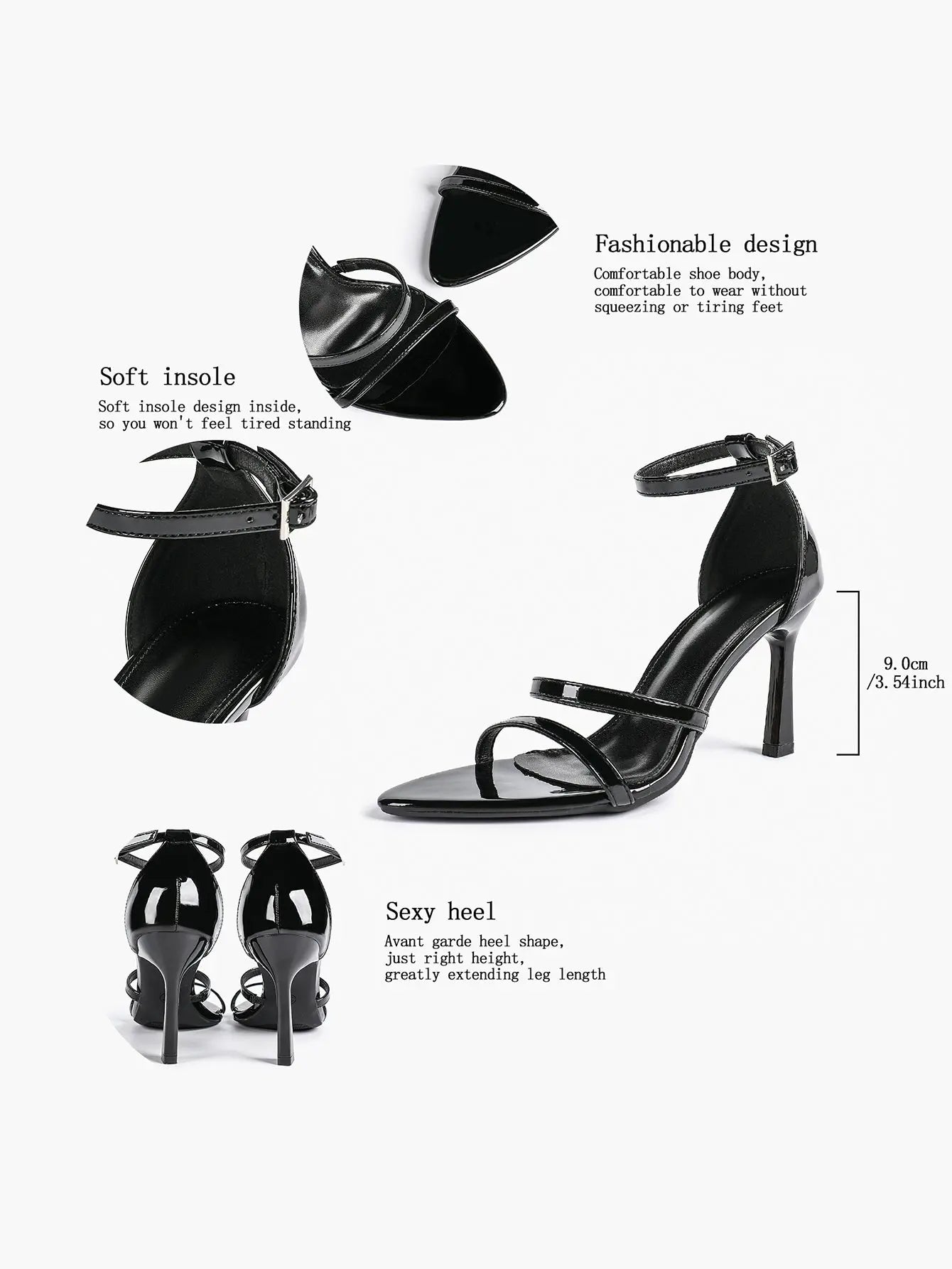 Women's High Stilettos Heels Open Toe Pointed Sandals Ankle Strap Pumps Dress Shoes Party Work Heeled Sandals YISHIFAN