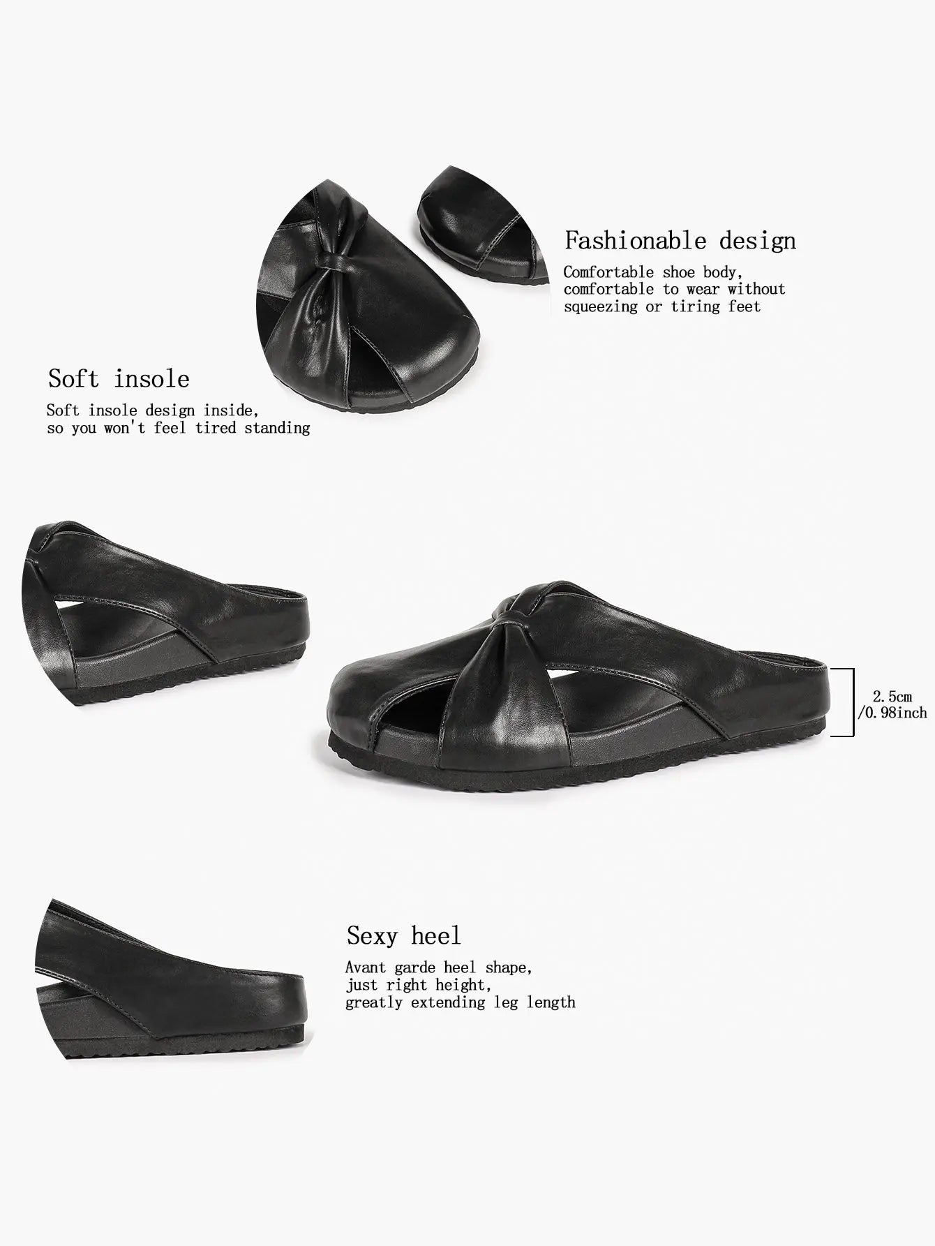 White Crossover Knot Slide Sandals – Women's Open Toe Flat Mule with Cushioned Footbed YISHIFAN