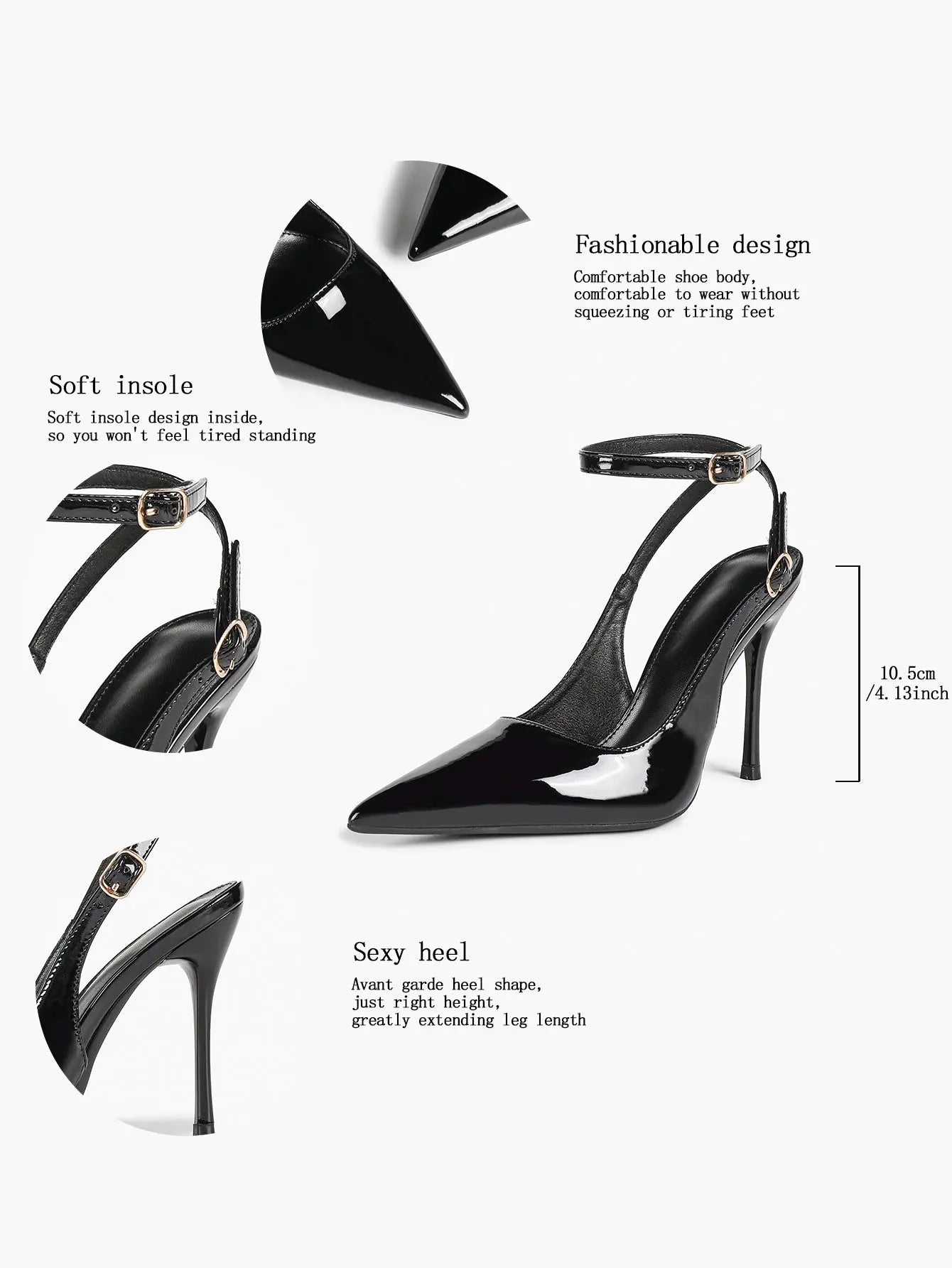 Women Pointed Toe Slingback Stiletto Heels Ankle Strap Dress Shoes Wedding Bridal Party Sexy High Heels YISHIFAN