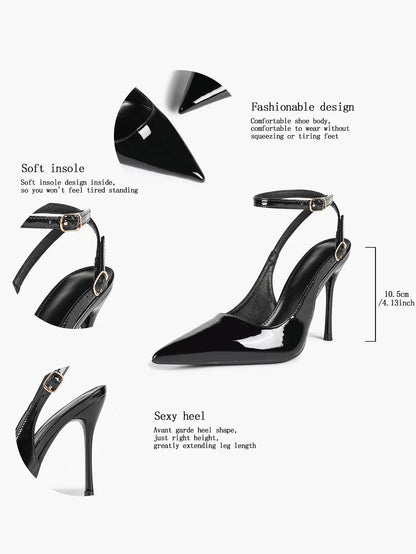 Women Pointed Toe Slingback Stiletto Heels Ankle Strap Dress Shoes Wedding Bridal Party Sexy High Heels YISHIFAN