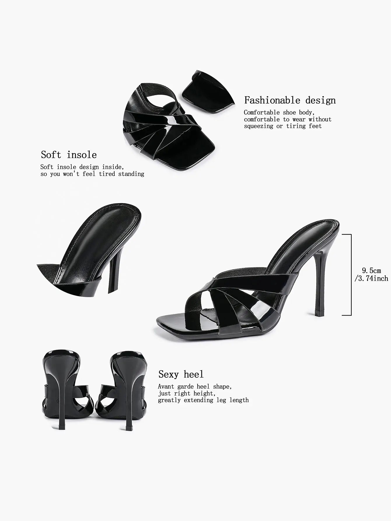 Women's Heeled Open Toe Sandals Square Toe Shoes Dress Wedding Office Shoes YISHIFAN