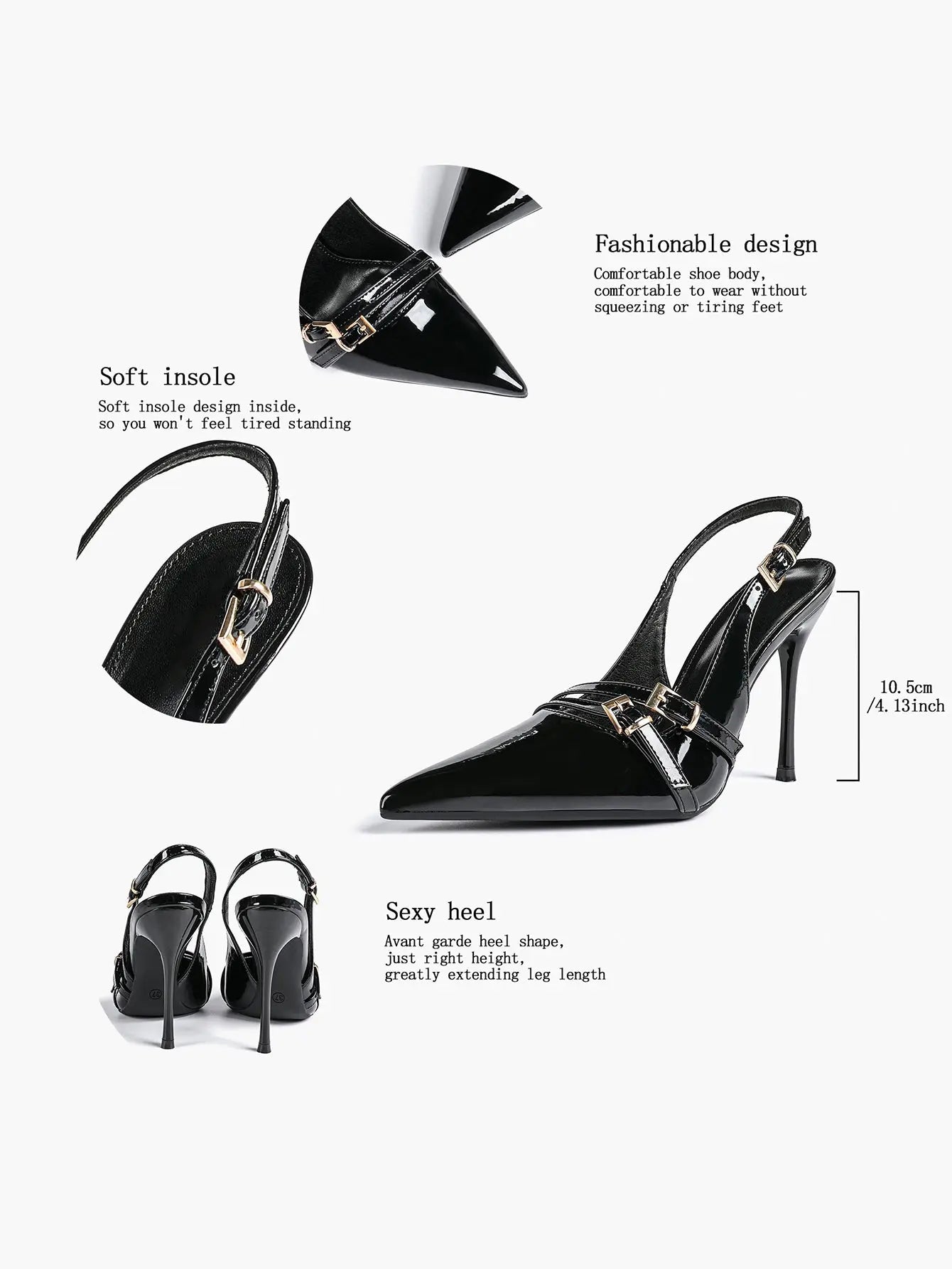 Women's High-Heel Sandals Closed Pointed Toe Slingback Heels Ankle Strap Stiletto Heels Elegant YISHIFAN