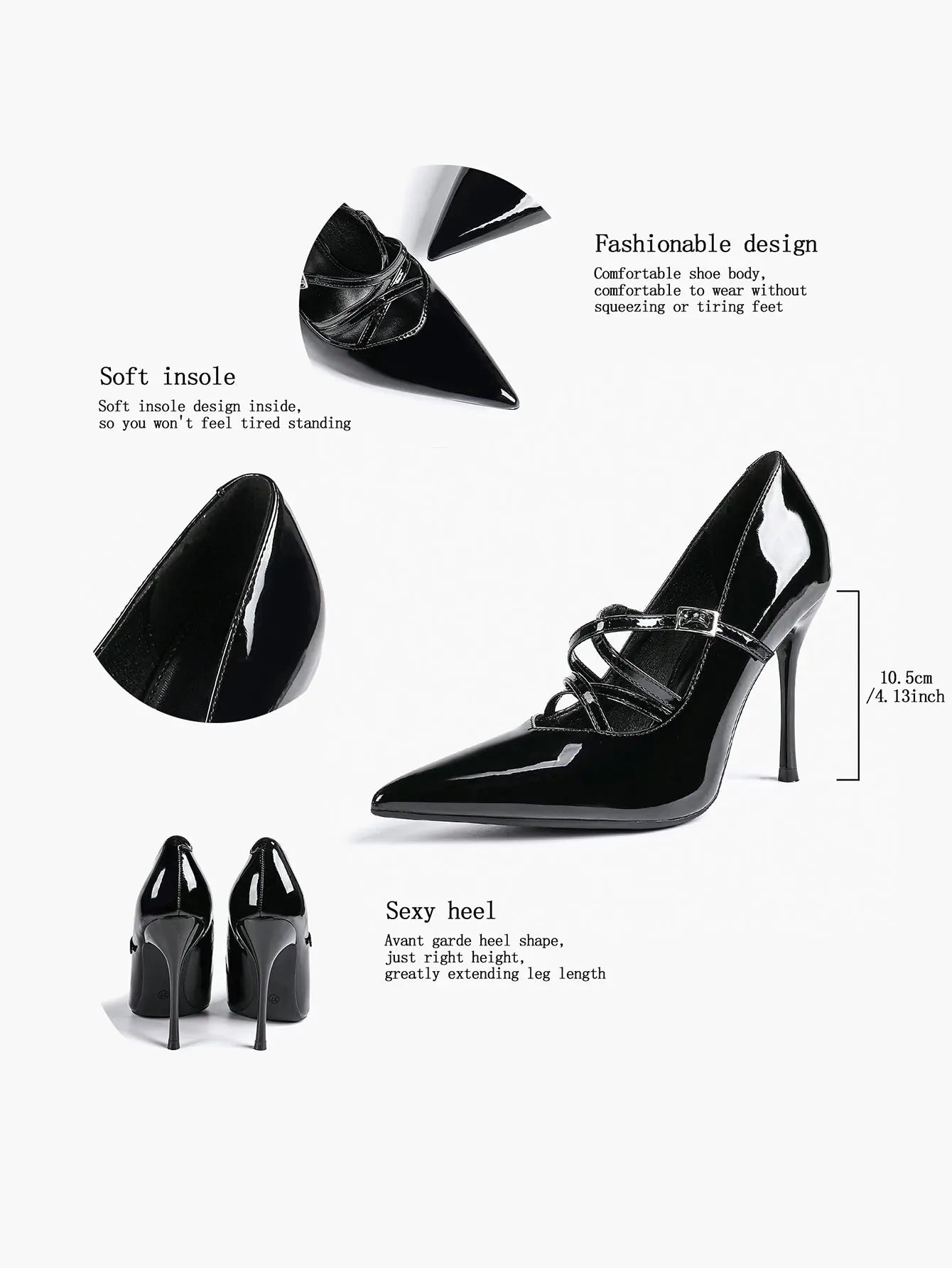 Burgundy Leather Stiletto Heels Sharp Pointed Toe Cross Strap Pump 4.13 INCH for Party Wedding Shoes YISHIFAN