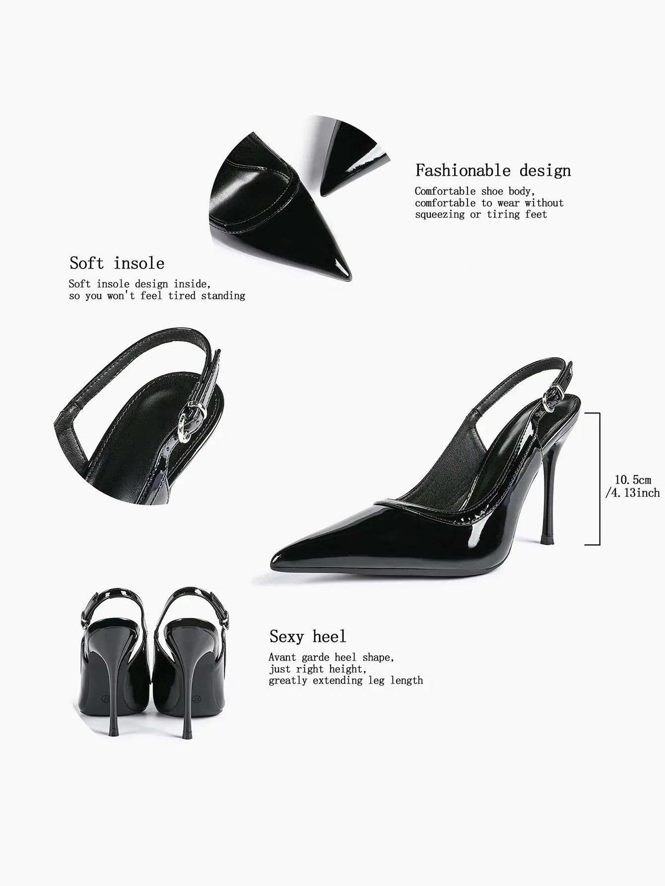 Women's High-Heel Sandals Closed Pointed Toe Slingback Stiletto Heels for Wedding Party YISHIFAN