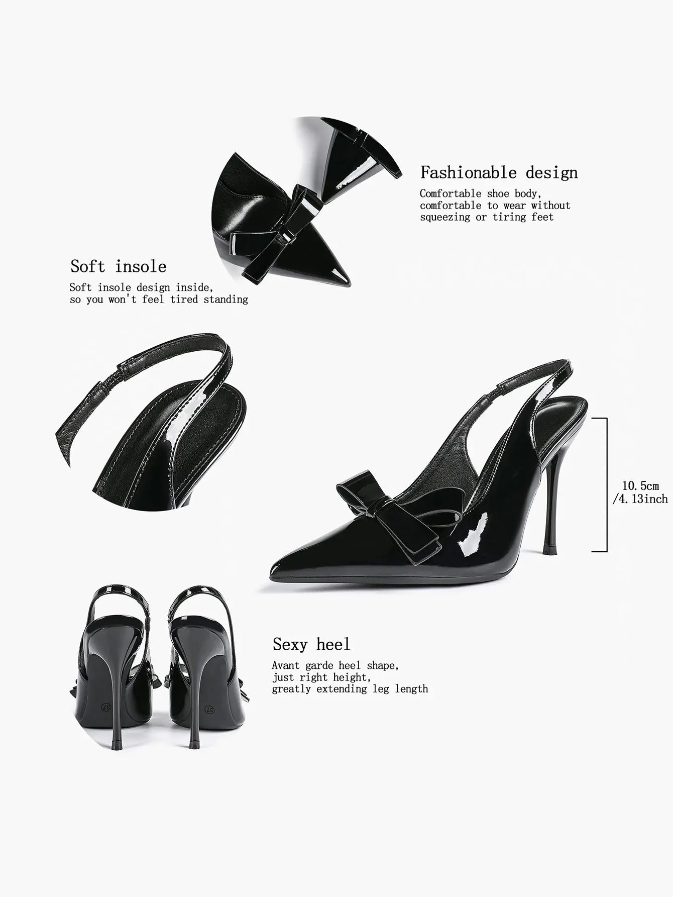 Women's Leather Bowknot High-Heel Closed Toe Pointed Toe Slingback Stiletto Heels Top-quality Shoes YISHIFAN
