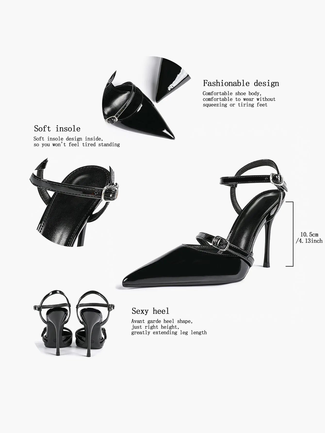 Women's Ivory Leather High-Heel Stiletto Pointed Toe Ankle Strap Sandals Sexy Wedding Party Evening Dress Shoes YISHIFAN