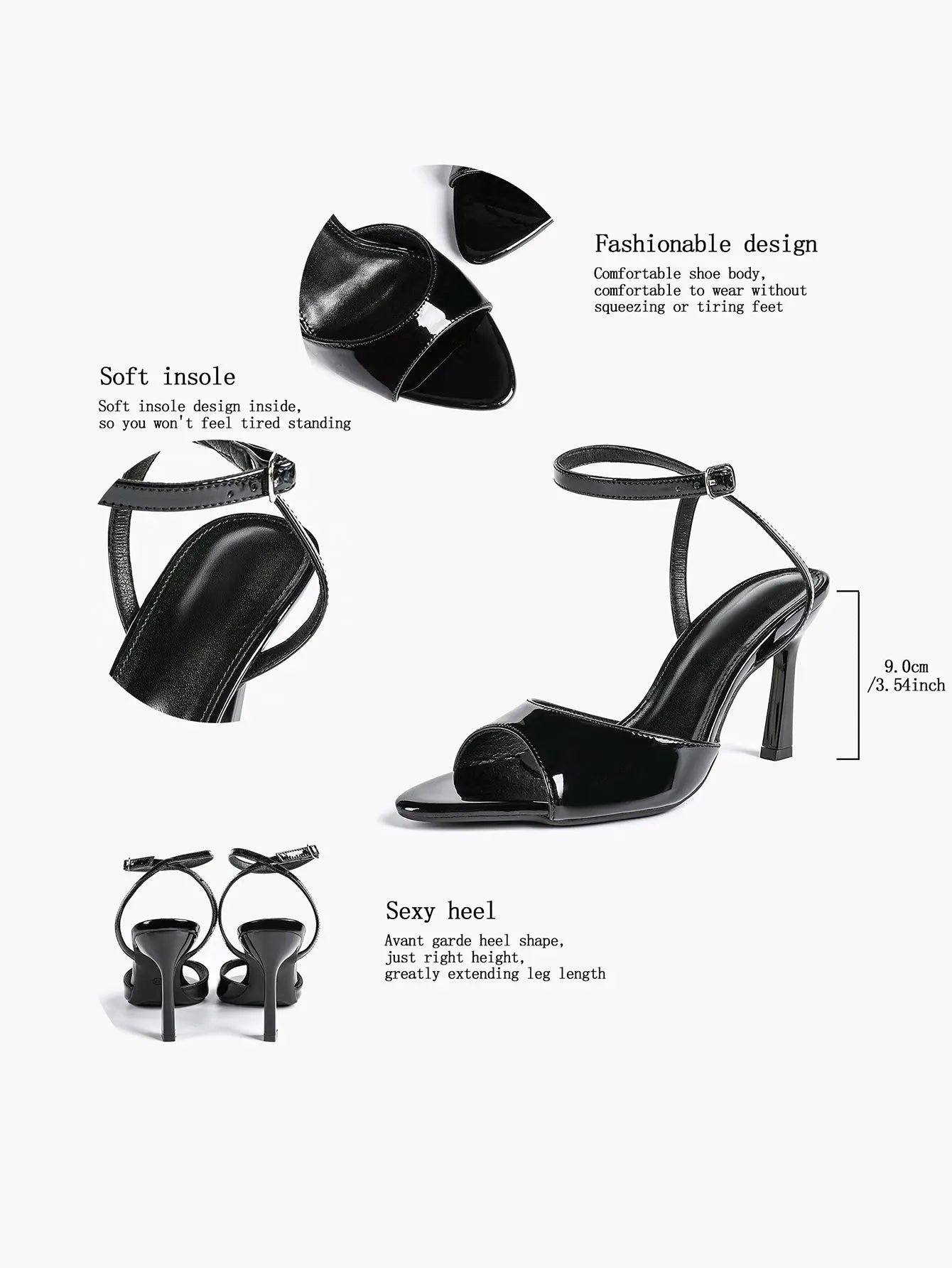 Women Leather High-Heel Sandals Peep-Toe Stiletto Heels Wedding Party Evening Dress Shoes YISHIFAN