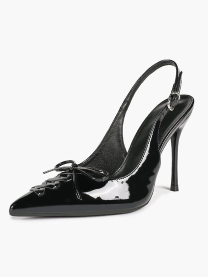 Slingback Pumps for Women Pointed Toe Bow Tie Stiletto Heels Dress Shoes Comfortable Sexy High Heels YISHIFAN