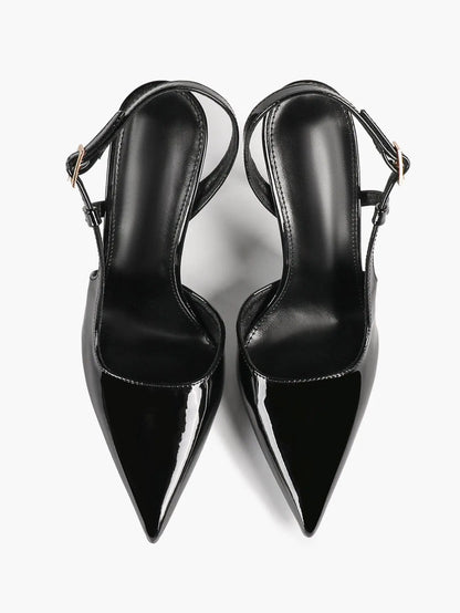 Women Closed Toe Slingback Heels Strappy Pointed Toe Stiletto Heels Wedding Party Dress Shoes YISHIFAN