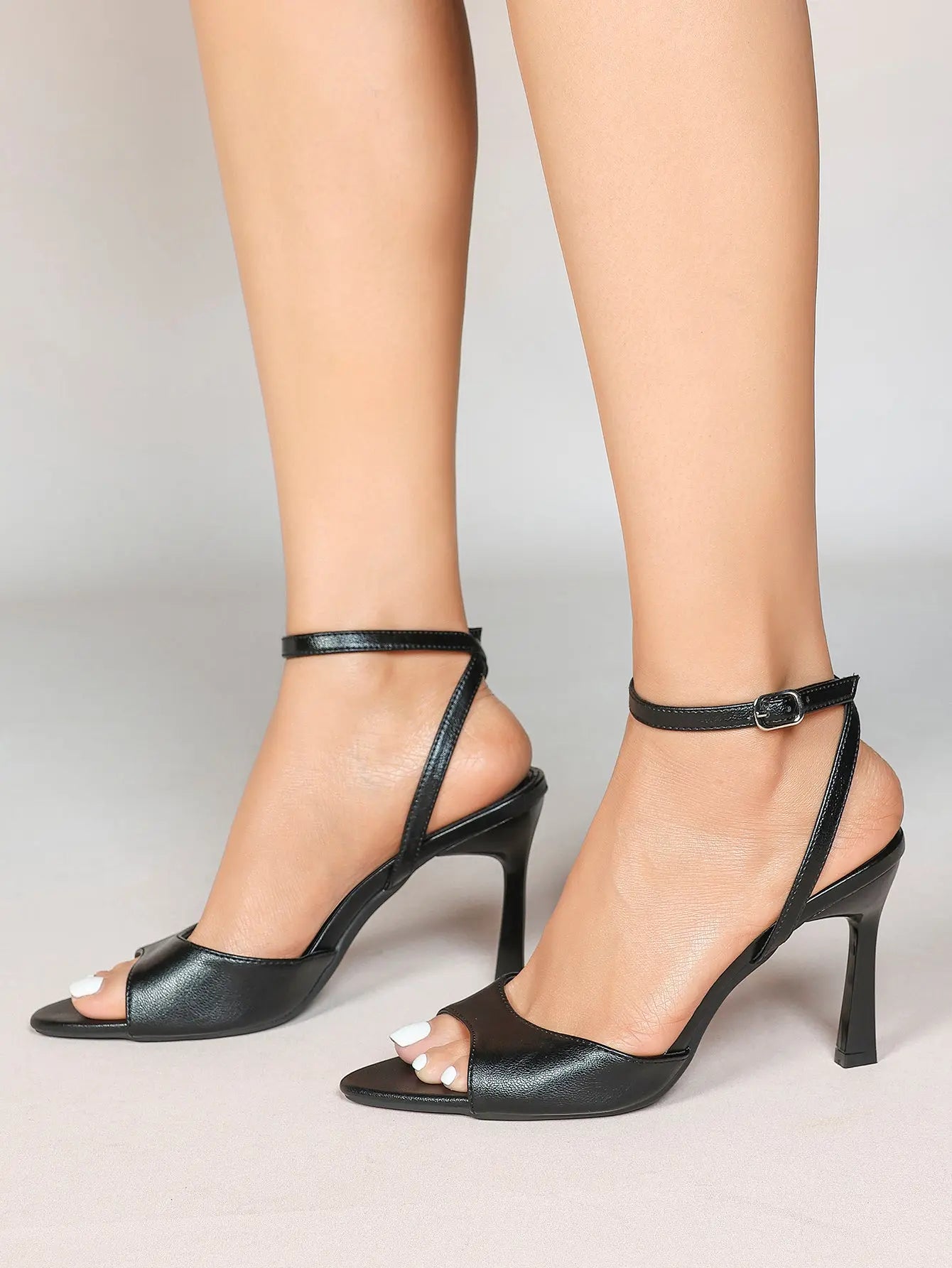 Women Leather High-Heel Sandals Peep-Toe Stiletto Heels Wedding Party Evening Dress Shoes YISHIFAN