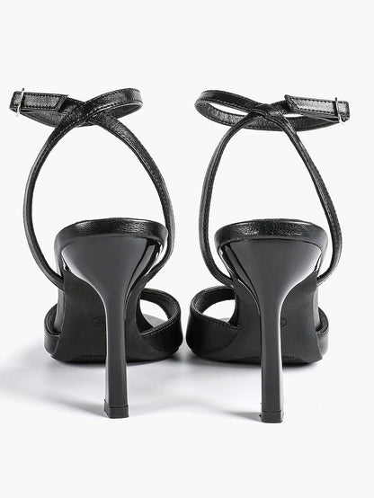 Women Leather High-Heel Sandals Peep-Toe Stiletto Heels Wedding Party Evening Dress Shoes YISHIFAN