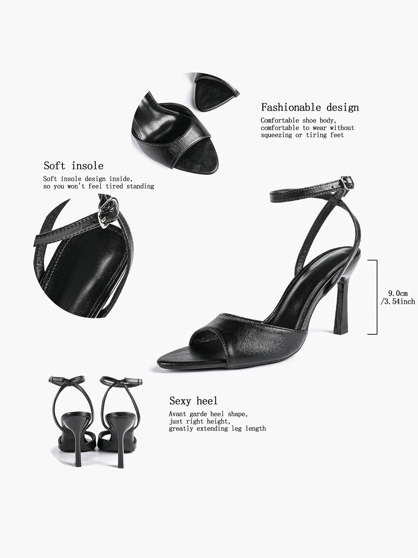 Women Leather High-Heel Sandals Peep-Toe Stiletto Heels Wedding Party Evening Dress Shoes YISHIFAN