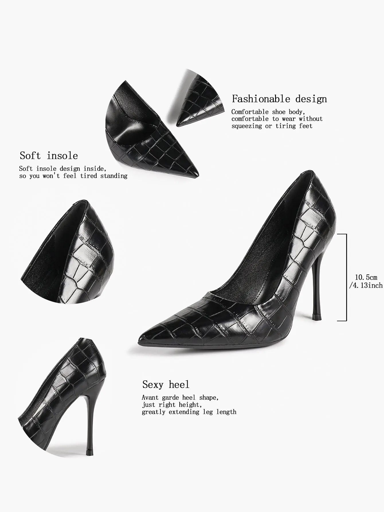 Women's Stiletto Heels Closed Sharp Pointed Toe Classic Wedding Party Dress Pump Shoes YISHIFAN
