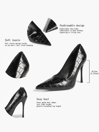 Women's Stiletto Heels Closed Sharp Pointed Toe Classic Wedding Party Dress Pump Shoes YISHIFAN