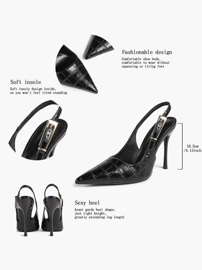 Women's Green Stone High-Heel Sandals Pointed Toe Slingback Stiletto Heels Wedding Party Evening Dress Shoes YISHIFAN