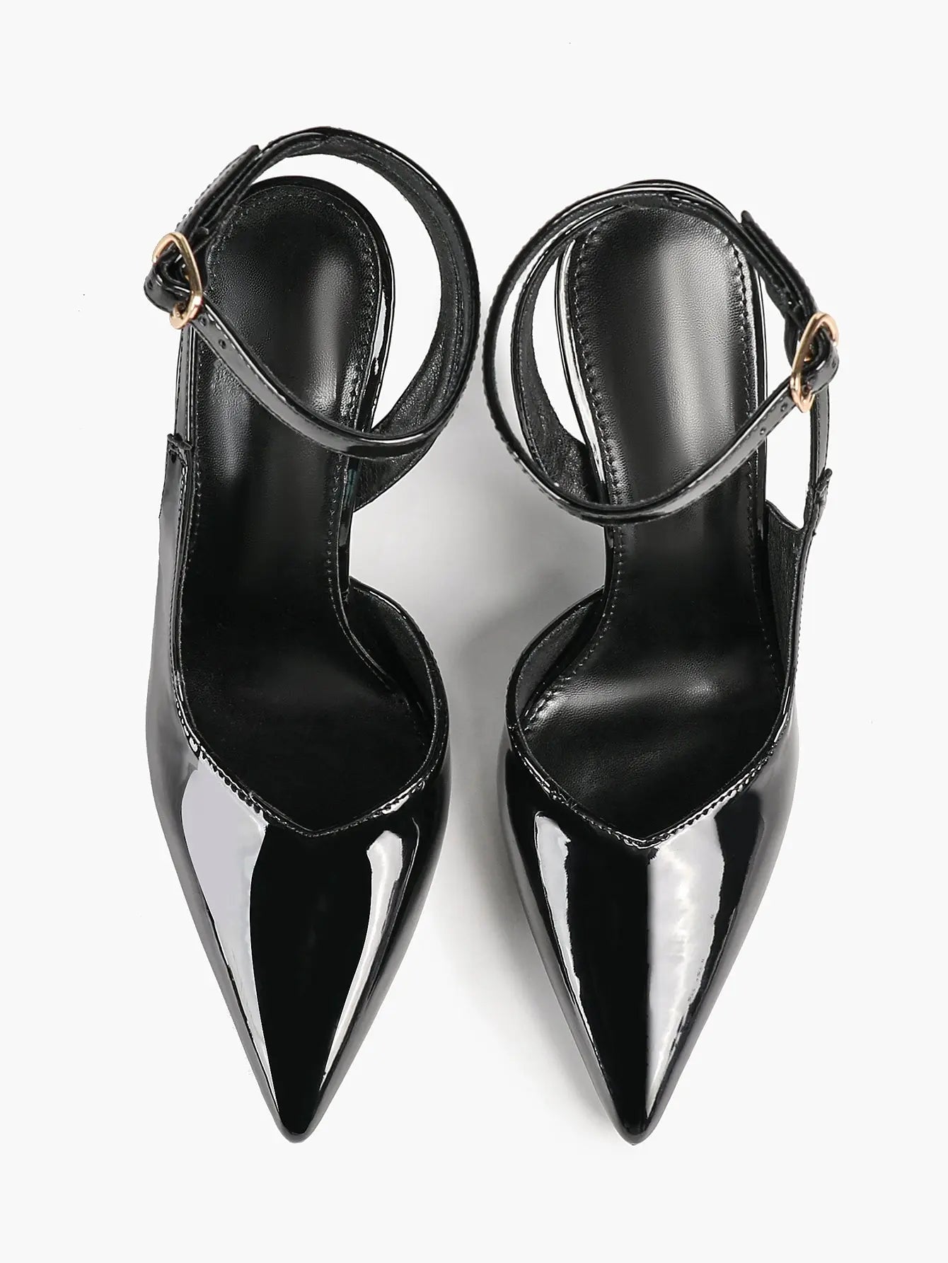 Black Pointed Closed Toe Stiletto Sandals with Soft Insole Cross Ankle Strap for Office Casual YISHIFAN