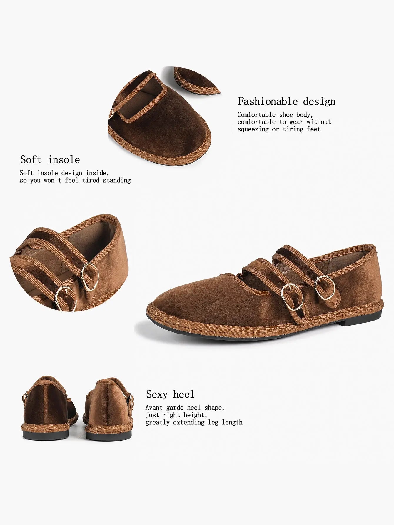 Women's Pink Suede Ballet Flats with Double Gold Buckle Cloud Comfort Insole for Casual Chic Everyday Shoes YISHIFAN