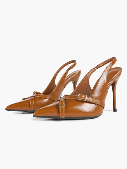 Women's Slingback Closed Pointed Toe Stiletto Wedding Work Comfortable Dress Shoes YISHIFAN