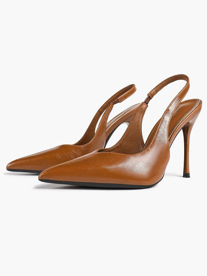 Women Closed Toe Slingback Heel Pointed-Toe Stilettos：10.5 cm/4.13 inch Office Party Dress Shoes YISHIFAN