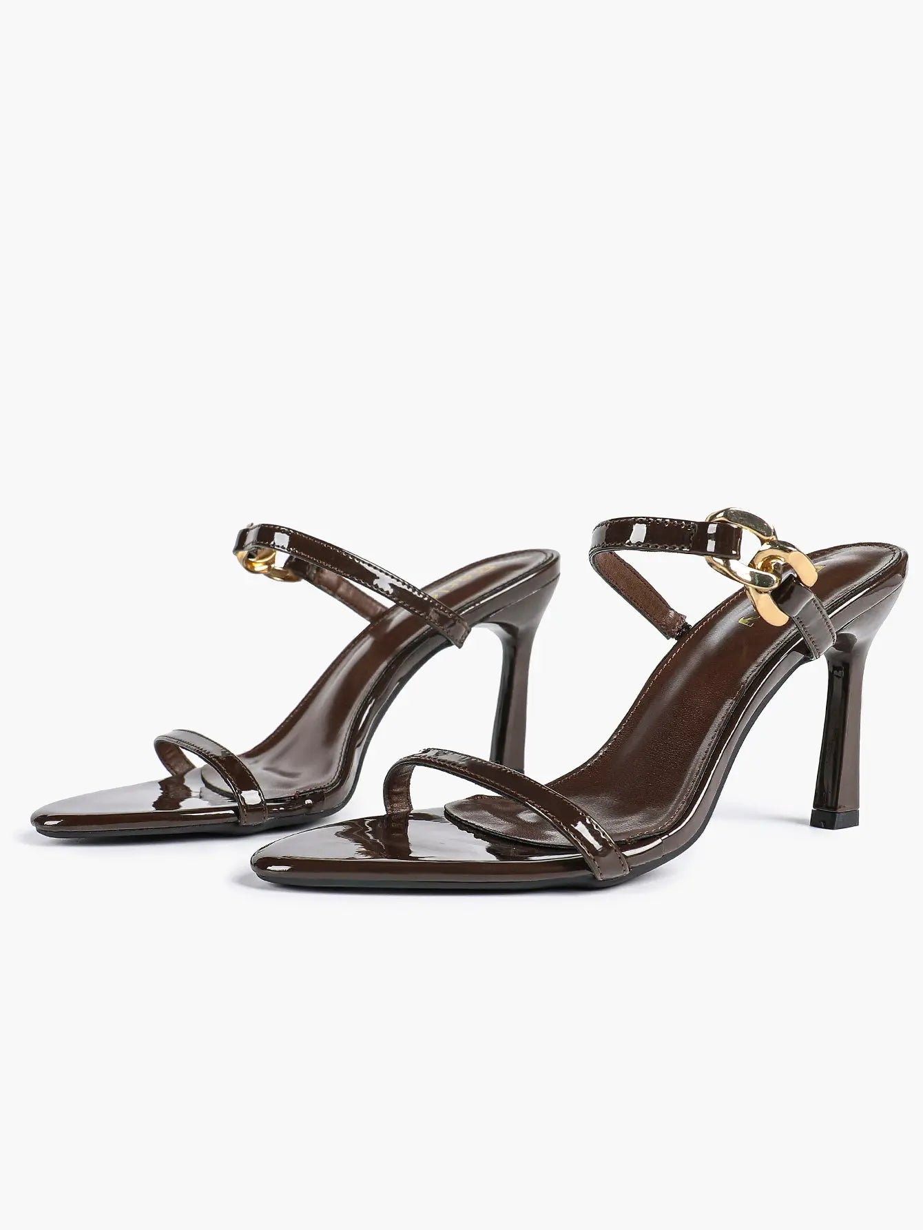 Women's Black High-Heel Sandals Opened Pointed Toe Ankle Strap Stiletto Heels Wedding Party Office Dress Shoes YISHIFAN