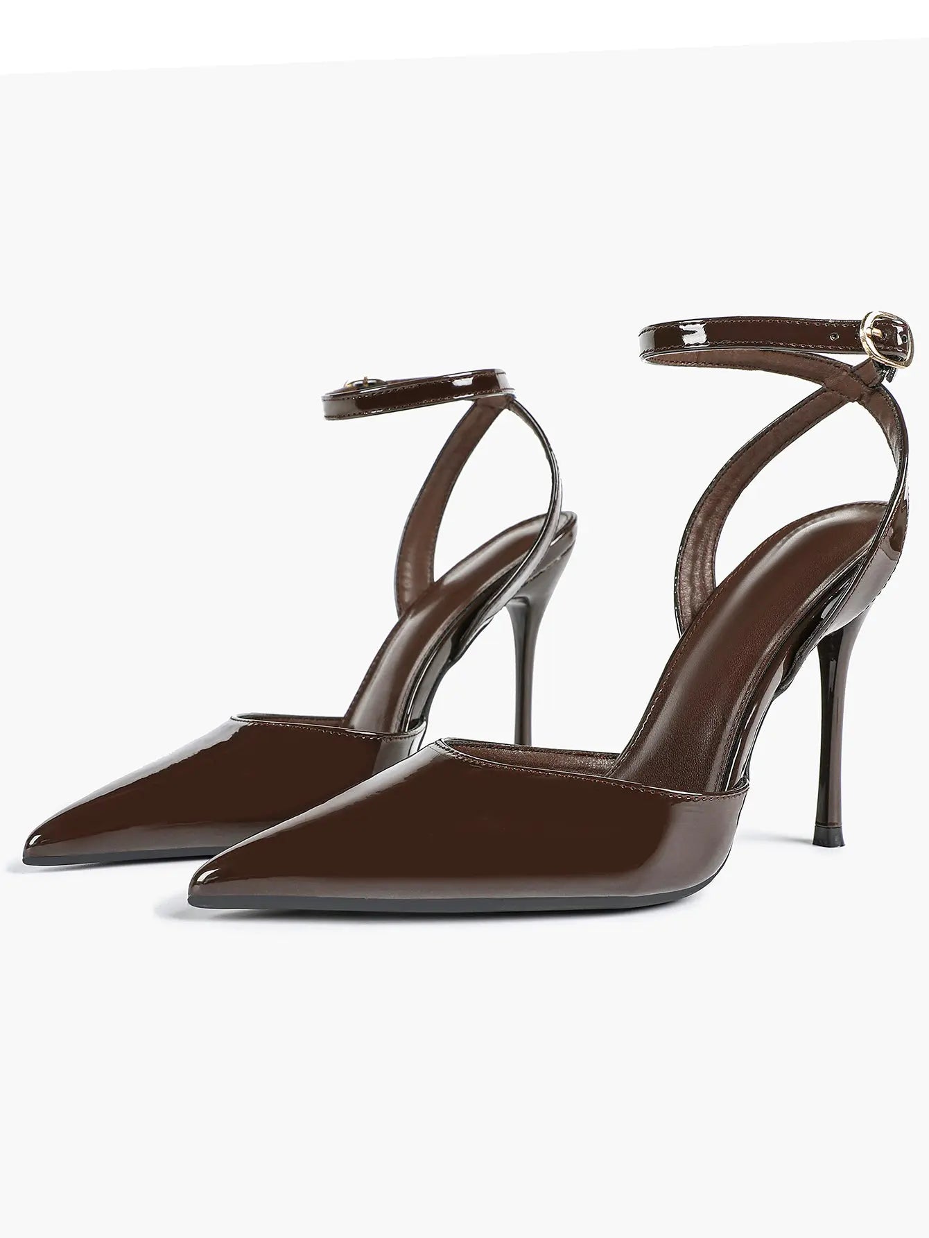 Women's Leather 4.13 INCH High-Heel Stiletto Pointed Toe Slingback Stiletto Heels for Elegant Scene YISHIFAN