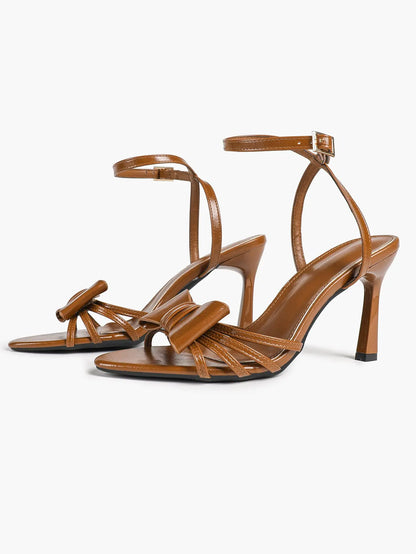 Bow Tie Heels Sandals Slingback Peep Toe Wedding Stiletto Heel Summer Cute Wedding Bridal Shoes YISHIFAN