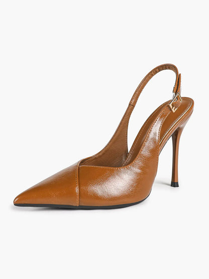 Vintage Luxe Reimagined: Deep Green Pointed Slingbacks with Croc Texture & All-Day Soft Insole YISHIFAN