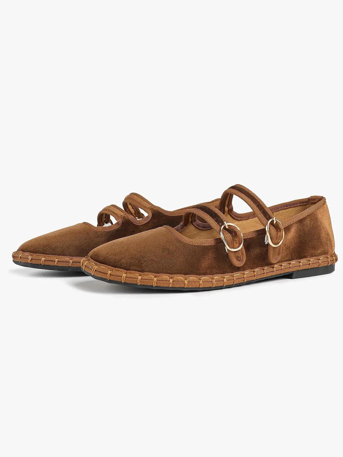 Women's Pink Suede Ballet Flats with Double Gold Buckle Cloud Comfort Insole for Casual Chic Everyday Shoes YISHIFAN