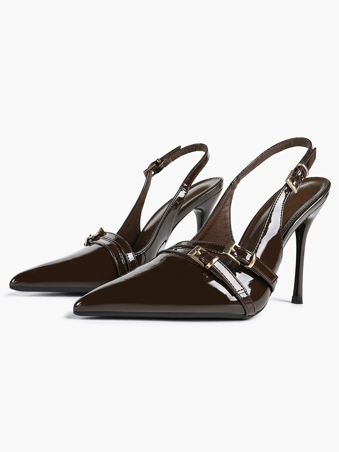 Women's High-Heel Sandals Closed Pointed Toe Slingback Heels Ankle Strap Stiletto Heels Elegant YISHIFAN
