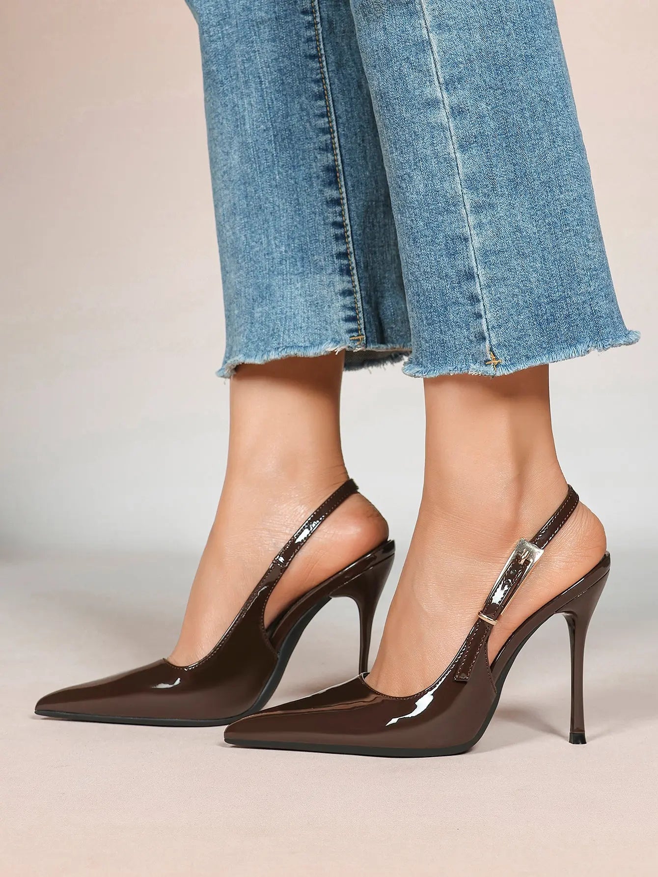 Women's Green Stone High-Heel Sandals Pointed Toe Slingback Stiletto Heels Wedding Party Evening Dress Shoes YISHIFAN