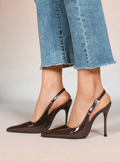 Women's Green Stone High-Heel Sandals Pointed Toe Slingback Stiletto Heels Wedding Party Evening Dress Shoes YISHIFAN