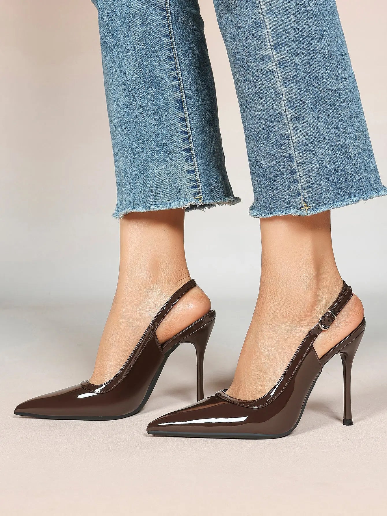 Women's High-Heel Sandals Closed Pointed Toe Slingback Stiletto Heels for Wedding Party YISHIFAN