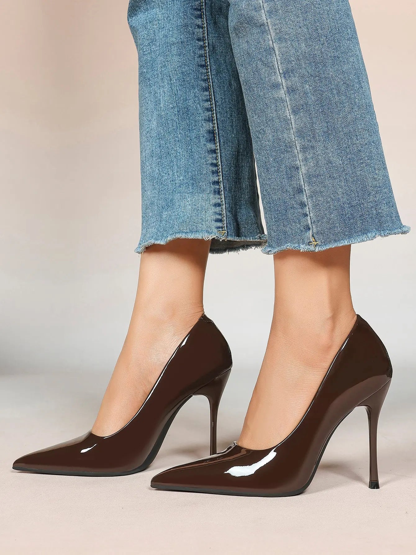 Women's Stiletto Heels Closed Sharp Pointed Toe Classic Wedding Party Dress Pump Shoes YISHIFAN