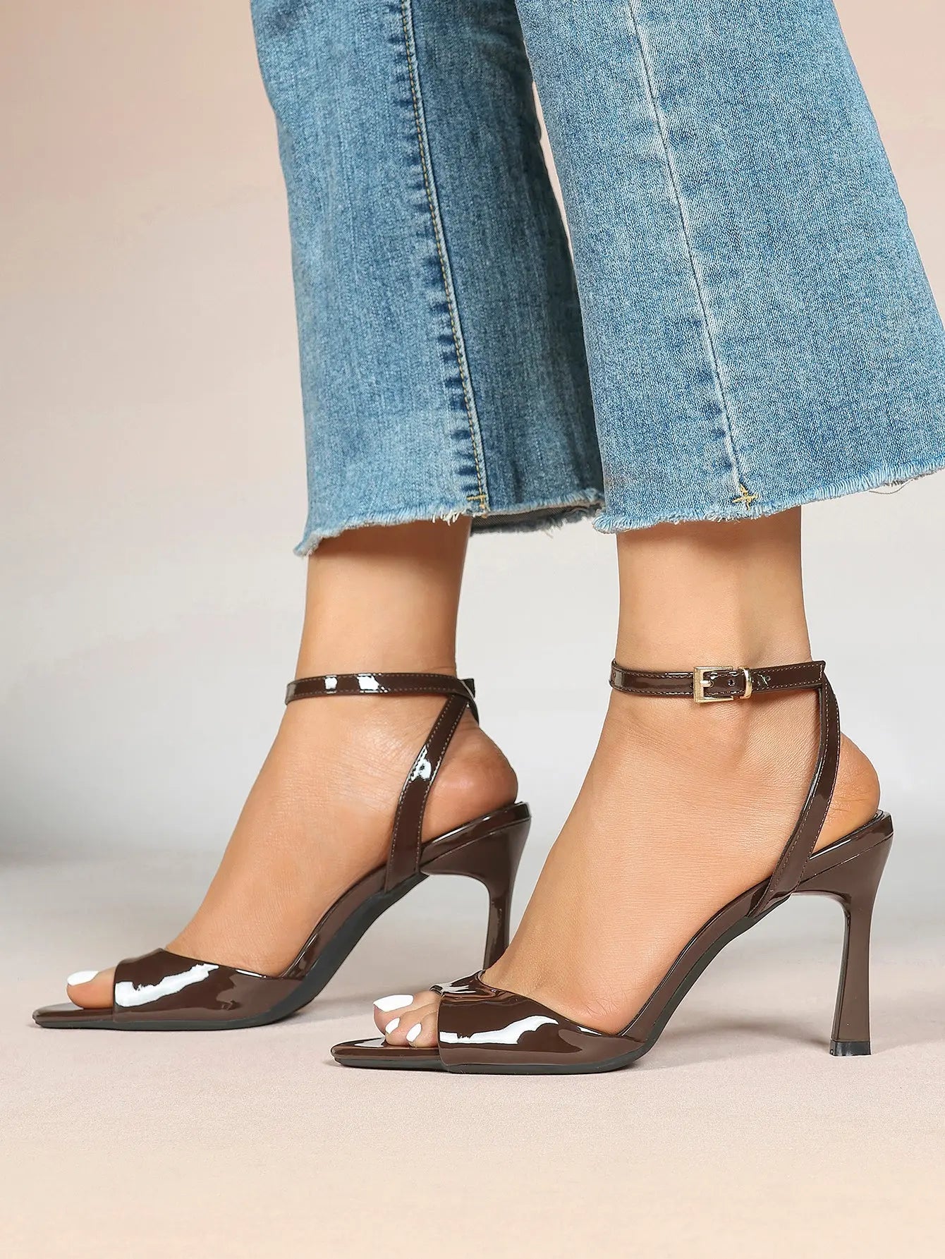 Women's High-Heel Sandals Peep-Toe Fish Mouth Stiletto Heels Wedding Party Dress Shoes YISHIFAN