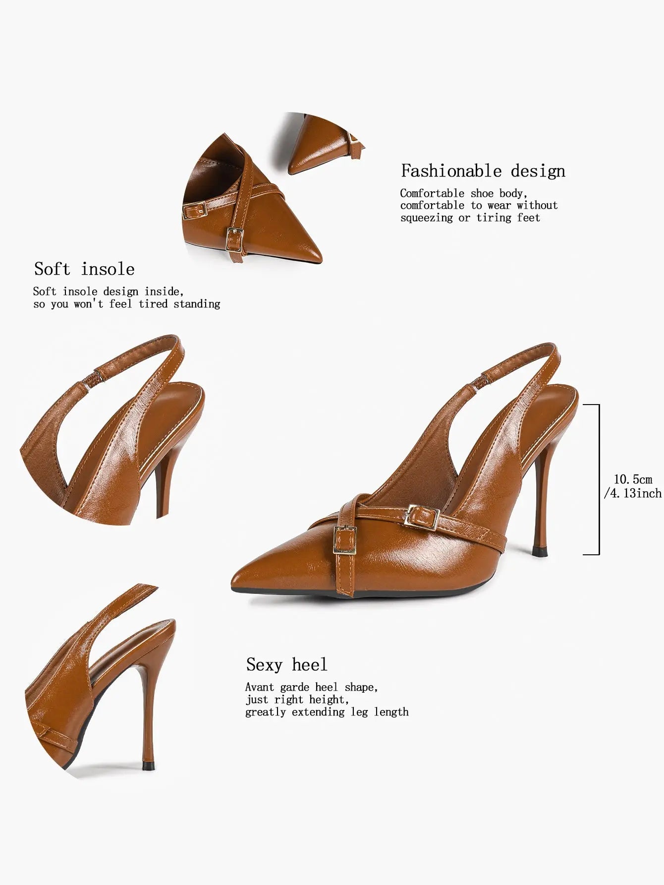 Women's Slingback Closed Pointed Toe Stiletto Wedding Work Comfortable Dress Shoes YISHIFAN