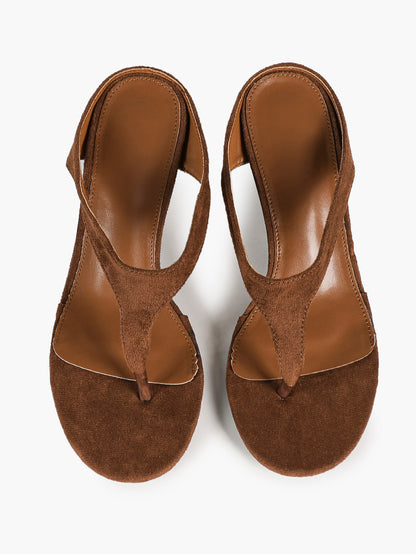 Brown Suede T-Bar Stiletto Mules Open Toe Slip-On Kitten Heels Chic Date Night Shoes