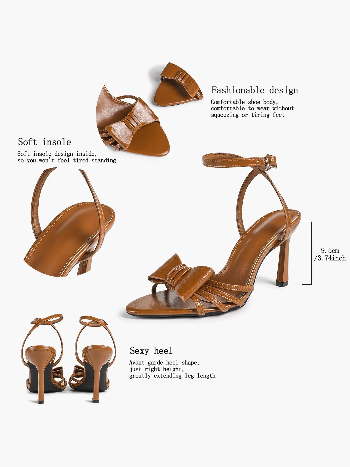 Bow Tie Heels Sandals Slingback Peep Toe Wedding Stiletto Heel Summer Cute Wedding Bridal Shoes YISHIFAN