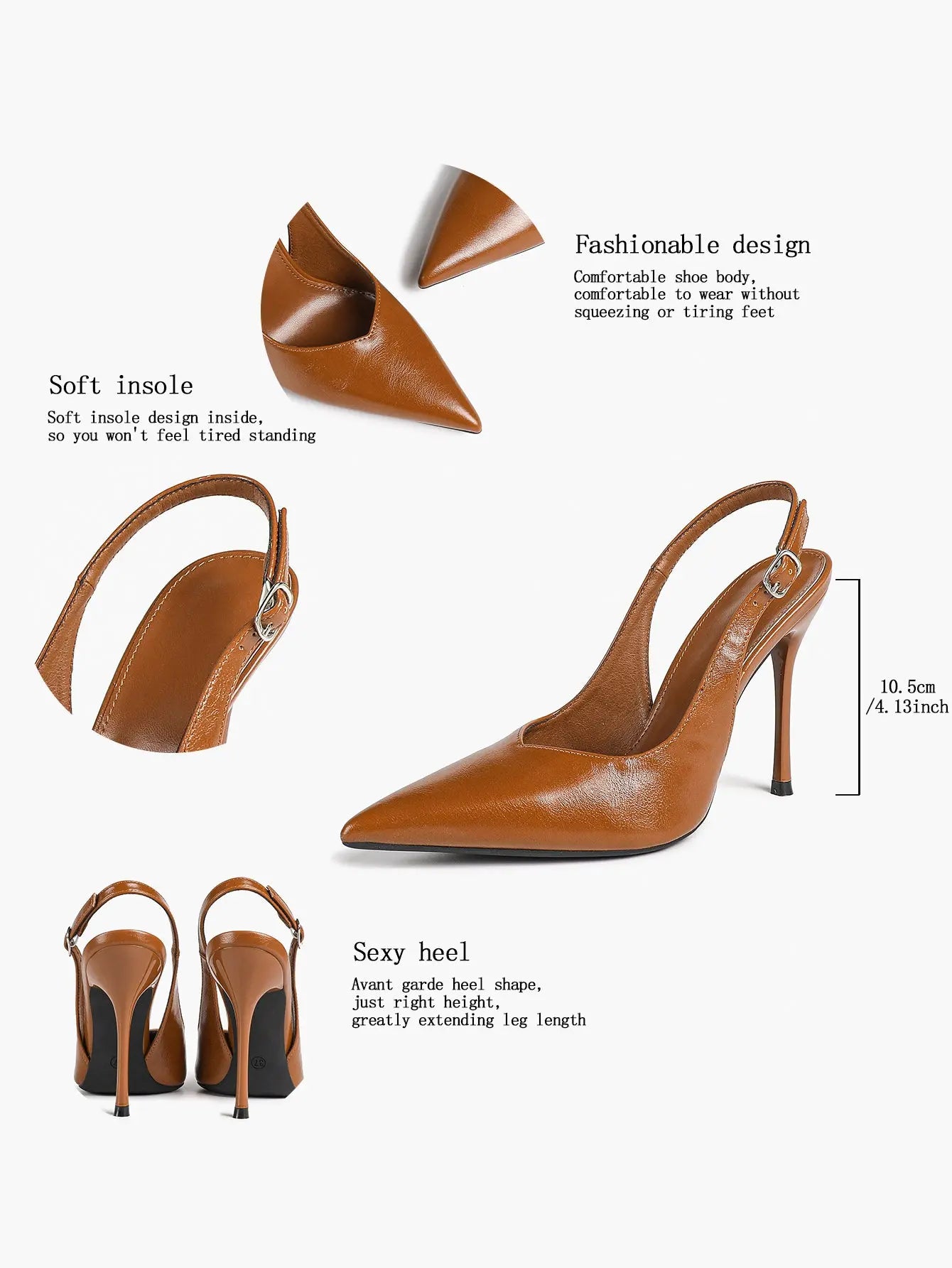 Women Closed Toe Slingback Heels Strappy Pointed Toe Stiletto Heels for Women Wedding Party Office Dress Shoes YISHIFAN